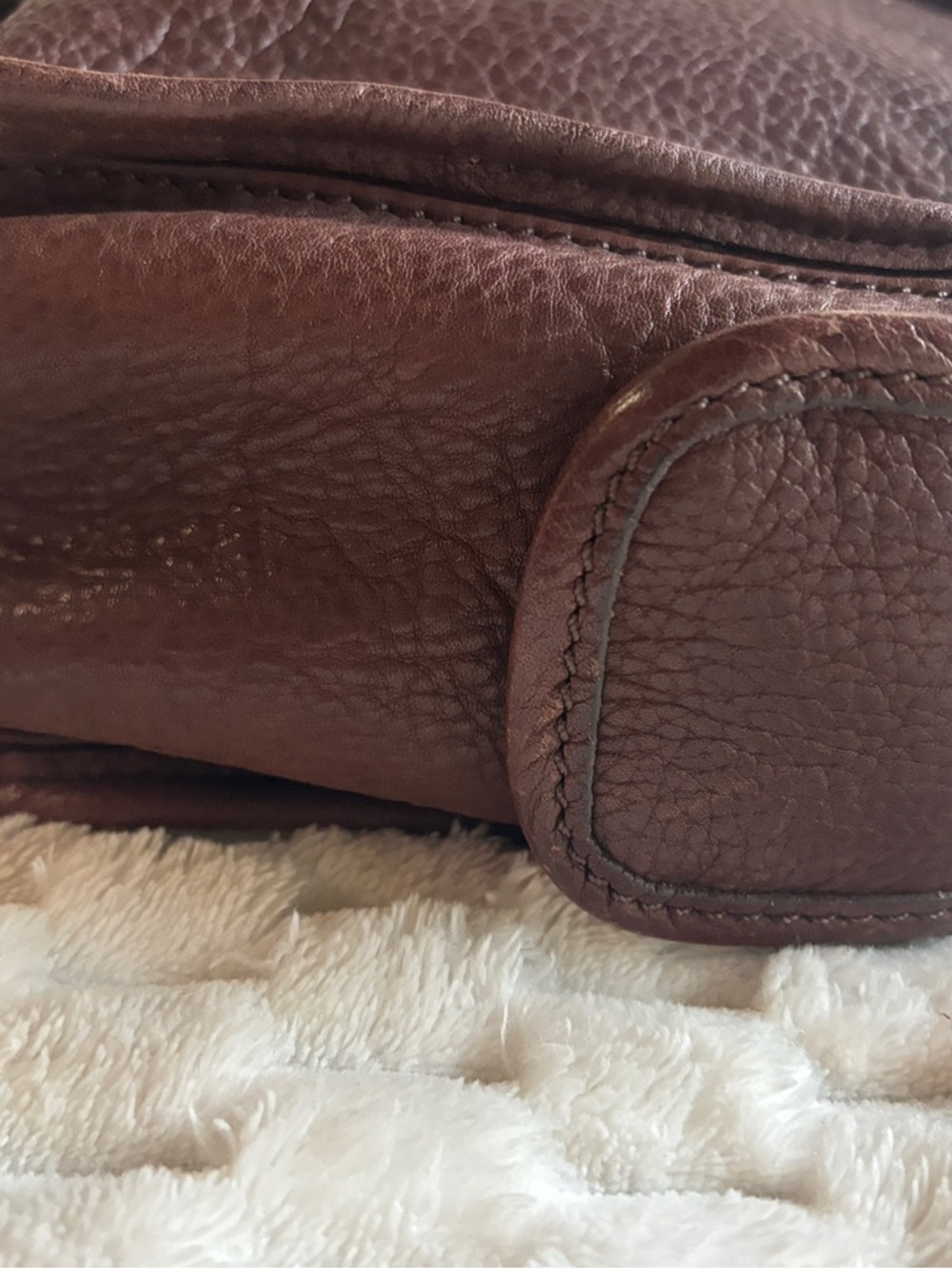 Fossil Brown Pebbled Leather Bucket Bag Drawstring Shoulder Crossbody - Picture 5 of 10